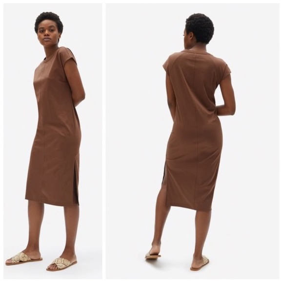 Everlane Dresses & Skirts - Everlane The Luxe Cotton Side Slit Tee Dress Brown Medium